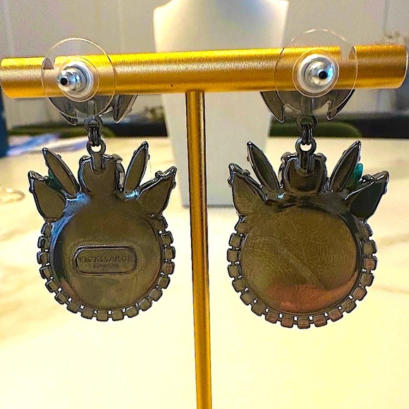 VICKY SARGE Maroon, Green, and Grey Gem and Snakeskin Earrings - Picture 11 of 11